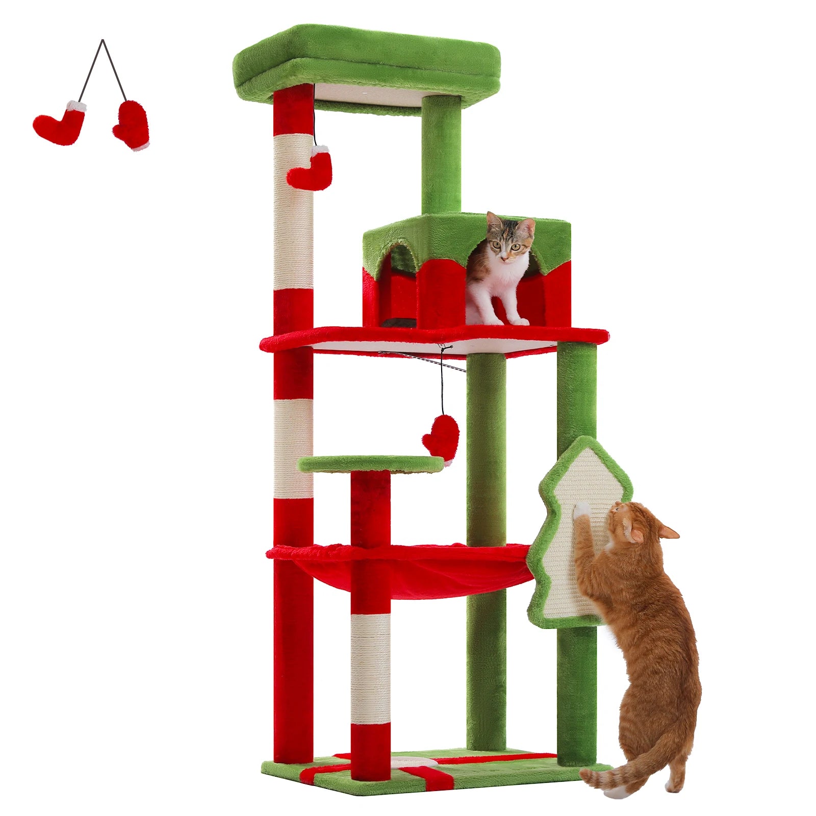 5-stufiger Kratzbaum für große Katzen – 141cm – Mit großer Hängematte & Kuschelhöhle