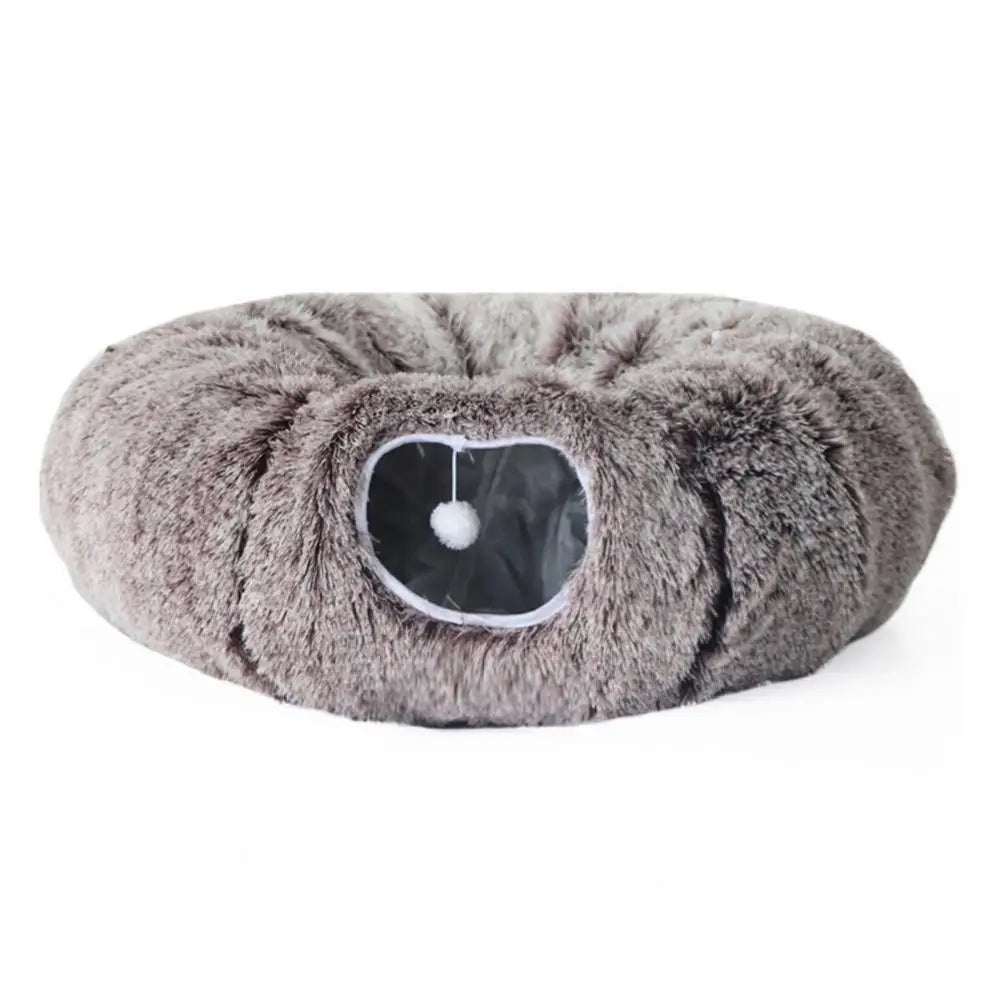 Premium Plüsch Donut-Katzentunnel – Kuschelhöhle & Spielspaß für Ihre Katze