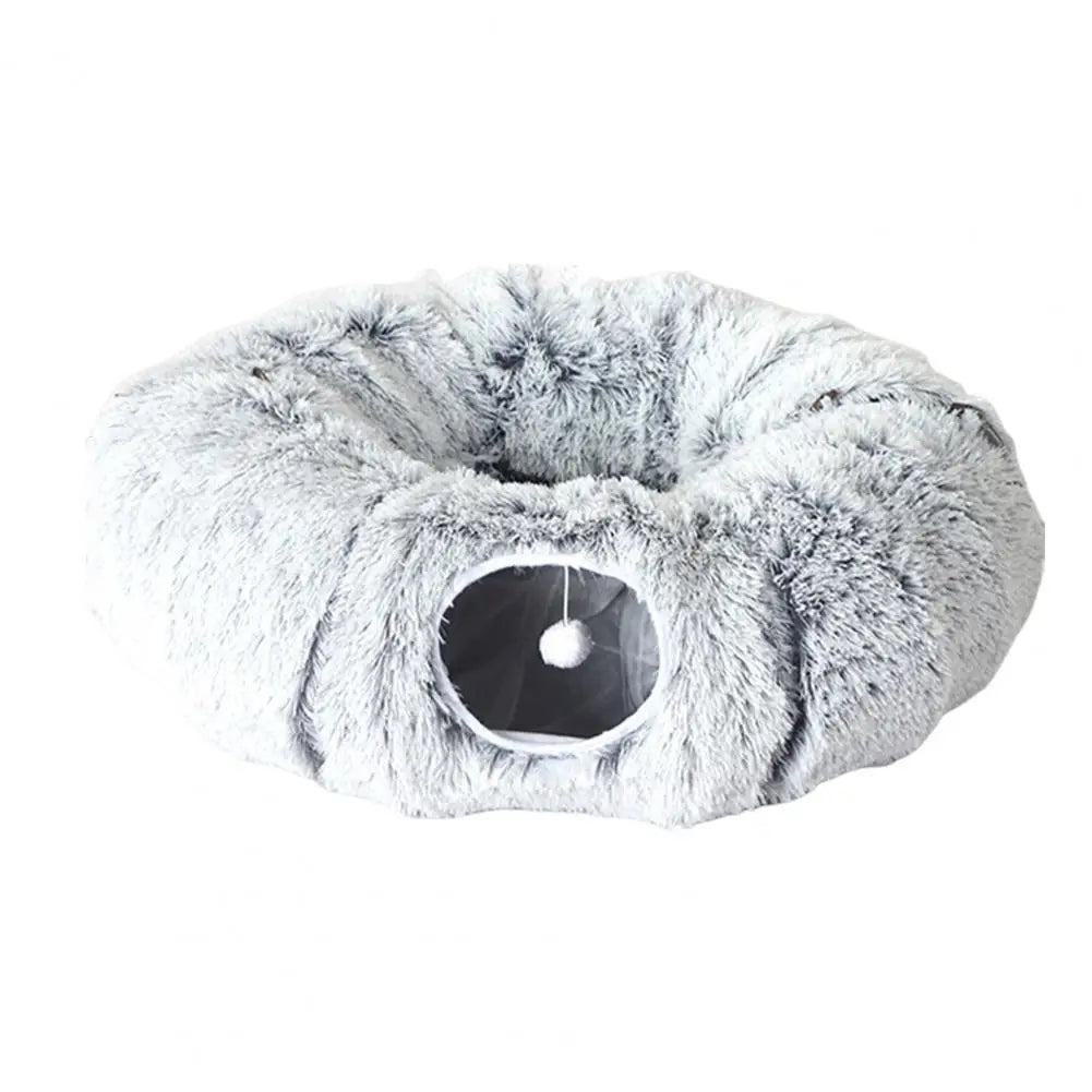 Premium Plüsch Donut-Katzentunnel – Kuschelhöhle & Spielspaß für Ihre Katze