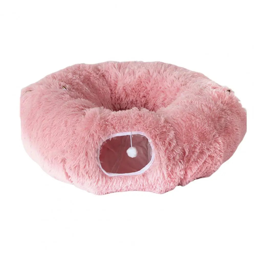 Premium Plüsch Donut-Katzentunnel – Kuschelhöhle & Spielspaß für Ihre Katze