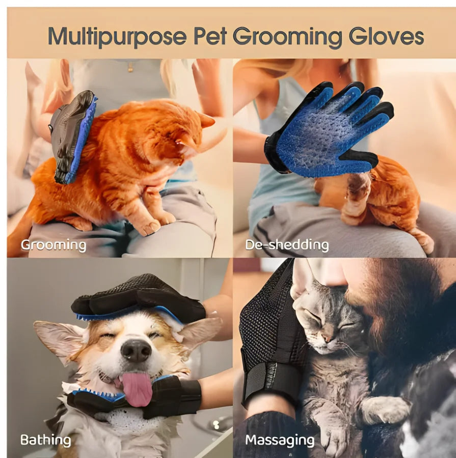Fellpflege-Handschuh für Hunde & Katzen – Silikon-Bürste, Tierhaarentferner