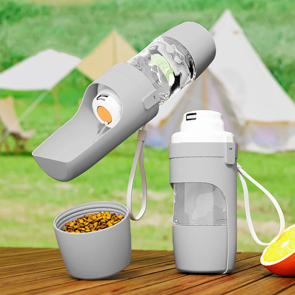 2-in-1 Trink- und Futterflasche für Hunde & Katzen – Tragbar, auslaufsicher