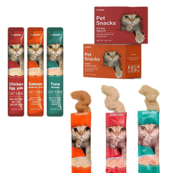 Katzensnacks – Leckerlis in Streifenform, 4 Geschmacksrichtungen