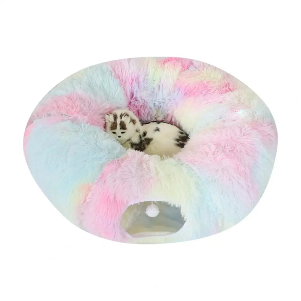Premium Plüsch Donut-Katzentunnel – Kuschelhöhle & Spielspaß für Ihre Katze