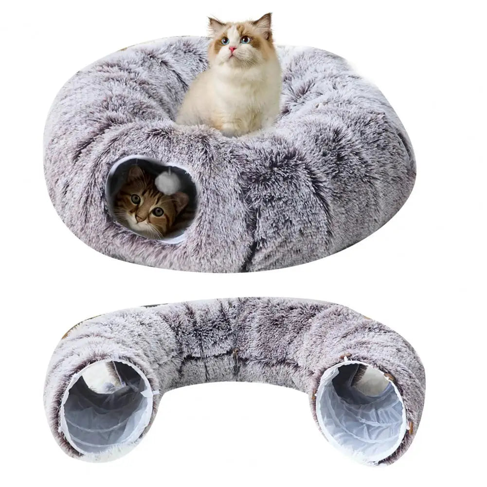 Premium Plüsch Donut-Katzentunnel – Kuschelhöhle & Spielspaß für Ihre Katze