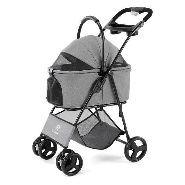 3-in-1 Haustierwagen mit abnehmbarem Tragekorb – faltbarer Kinderwagen für kleine & mittlere Hunde und Katzen, wasserdicht, geländetauglich, mit Sonnendach