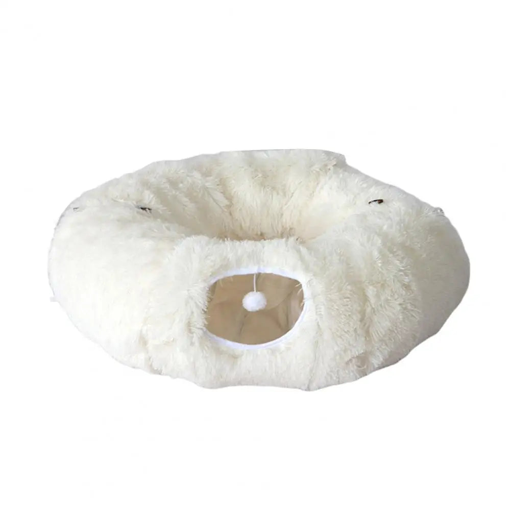 Premium Plüsch Donut-Katzentunnel – Kuschelhöhle & Spielspaß für Ihre Katze